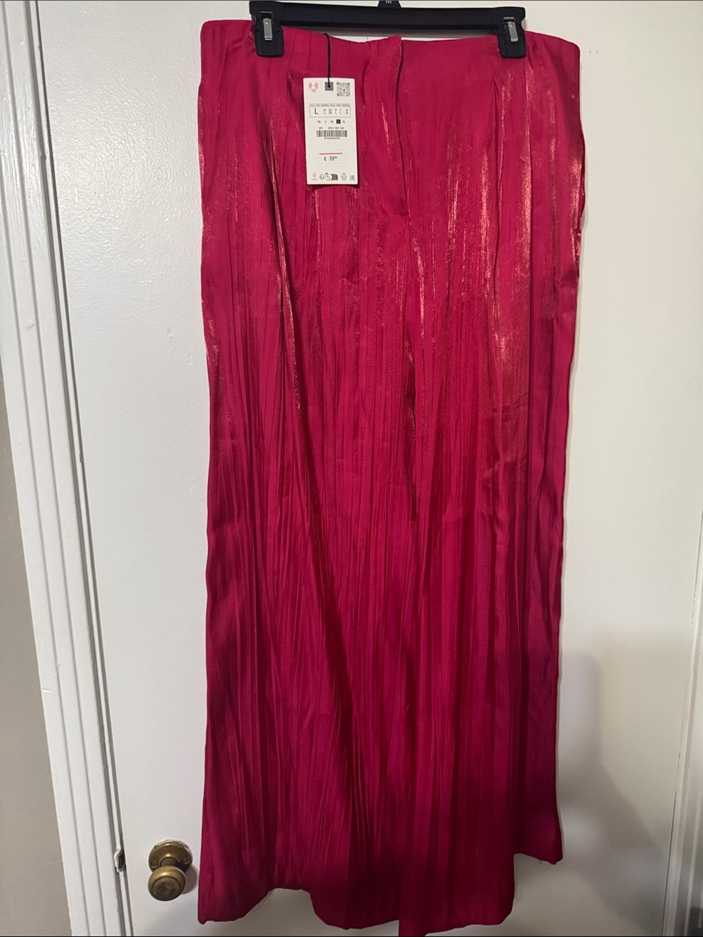 Zara Fuchsia Pleated Wide-Leg Jumpsuit